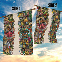 Hawaii And Japan Garden Flag Tiki With Oni Mask - Polynesian Pride