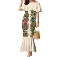 Hawaii And Japan Mermaid Dress Tiki With Oni Mask - Polynesian Pride