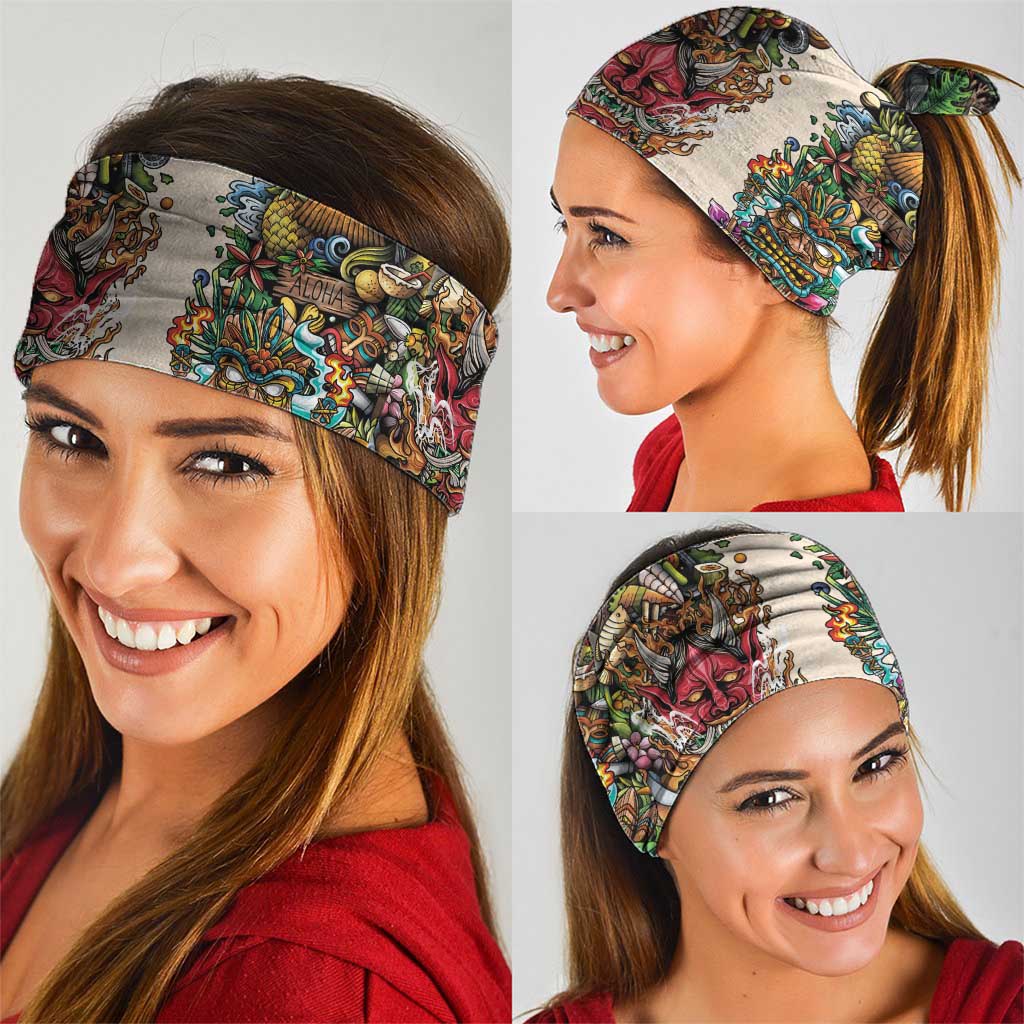 Hawaii And Japan Neck Gaiter Tiki With Oni Mask - Polynesian Pride