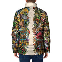 Hawaii And Japan Padded Jacket Tiki With Oni Mask LT05 - Polynesian Pride