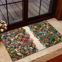 Hawaii And Japan Rubber Doormat Tiki With Oni Mask LT05 - Polynesian Pride