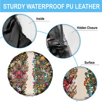 Hawaii And Japan Spare Tire Cover Tiki With Oni Mask - Polynesian Pride