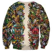 Hawaii And Japan Sweatshirt Tiki With Oni Mask LT05 - Polynesian Pride