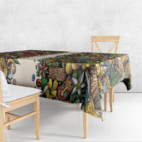 Hawaii And Japan Tablecloth Tiki With Oni Mask LT05 - Polynesian Pride