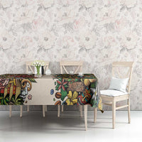 Hawaii And Japan Tablecloth Tiki With Oni Mask LT05 - Polynesian Pride