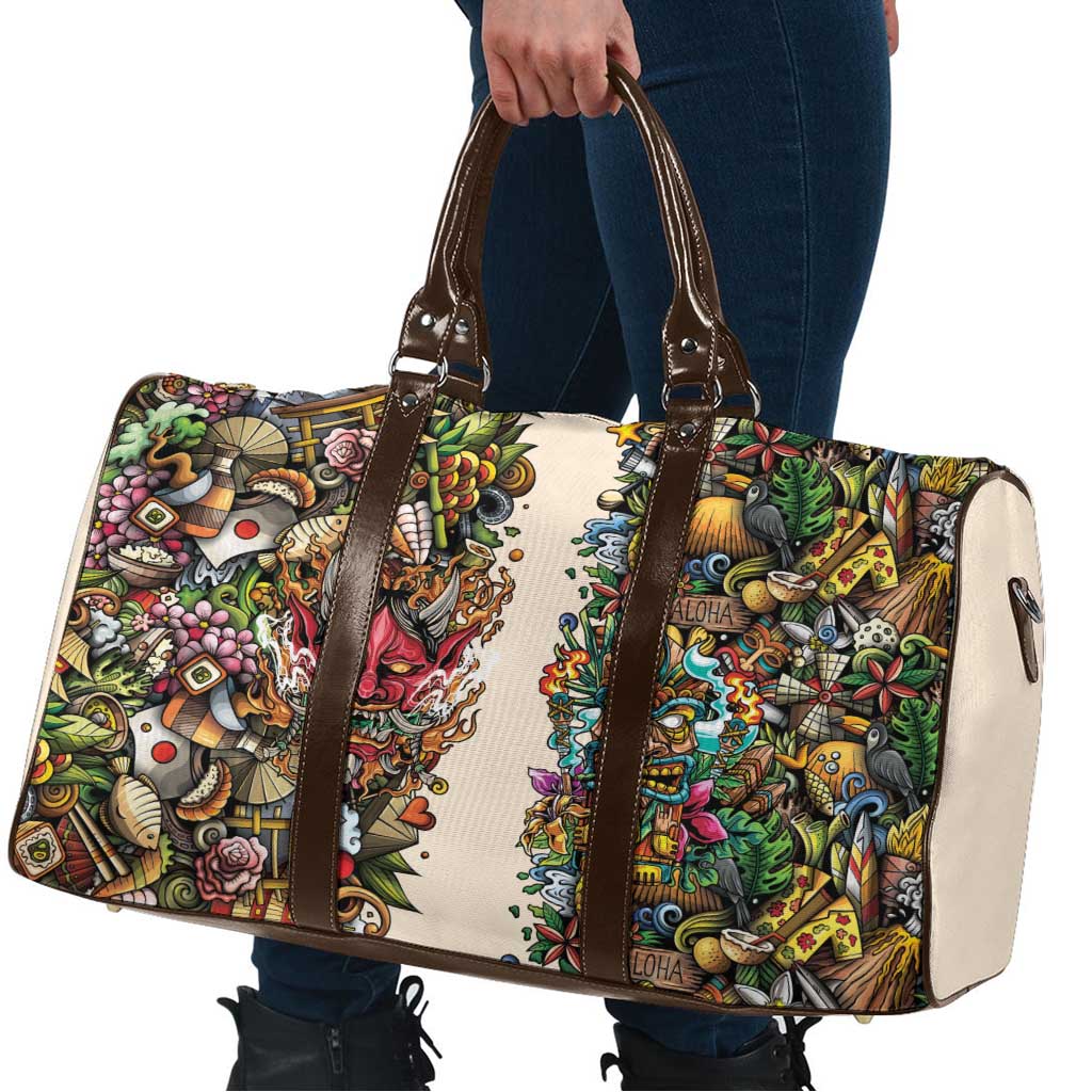 Hawaii And Japan Travel Bag Tiki With Oni Mask - Polynesian Pride