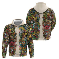 Hawaii And Japan Zip Hoodie Tiki With Oni Mask LT05 - Polynesian Pride