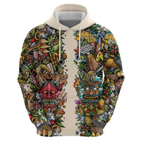 Hawaii And Japan Zip Hoodie Tiki With Oni Mask LT05 - Polynesian Pride