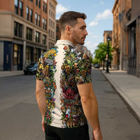 Hawaii And Japan Zipper Polo Shirt Tiki With Oni Mask - Polynesian Pride