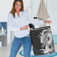 Hawaiian And Japanese Culture Laundry Basket Irezumi Dragon With Polynesian Pattern Black LT05 - Polynesian Pride