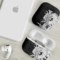 Hawaiian And Japanese Culture AirPods Case Irezumi Dragon With Polynesian Pattern Black LT05 - Polynesian Pride