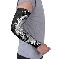 Hawaiian And Japanese Culture Arm Sleeves Irezumi Dragon With Polynesian Pattern Black LT05 - Polynesian Pride