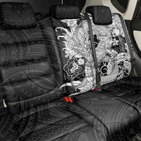Hawaiian And Japanese Culture Back Car Seat Cover Irezumi Dragon With Polynesian Pattern Black LT05 - Polynesian Pride