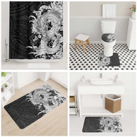 Hawaiian And Japanese Culture Bathroom Set Irezumi Dragon With Polynesian Pattern Black - Polynesian Pride