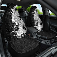 Hawaiian And Japanese Culture Car Seat Cover Irezumi Dragon With Polynesian Pattern Black - Polynesian Pride