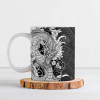 Hawaiian And Japanese Culture Ceramic Mug Irezumi Dragon With Polynesian Pattern Black LT05 Black - Polynesian Pride