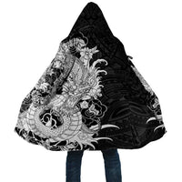 Hawaiian And Japanese Culture Cloak Irezumi Dragon With Polynesian Pattern Black LT05 Unisex Black - Polynesian Pride