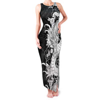 Hawaiian And Japanese Culture Family Matching Tank Maxi Dress and Hawaiian Shirt Irezumi Dragon With Polynesian Pattern Black - Polynesian Pride