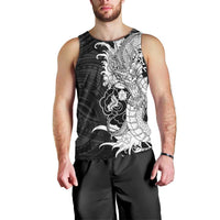 Hawaiian And Japanese Culture Men Tank Top Irezumi Dragon With Polynesian Pattern Black LT05 - Polynesian Pride