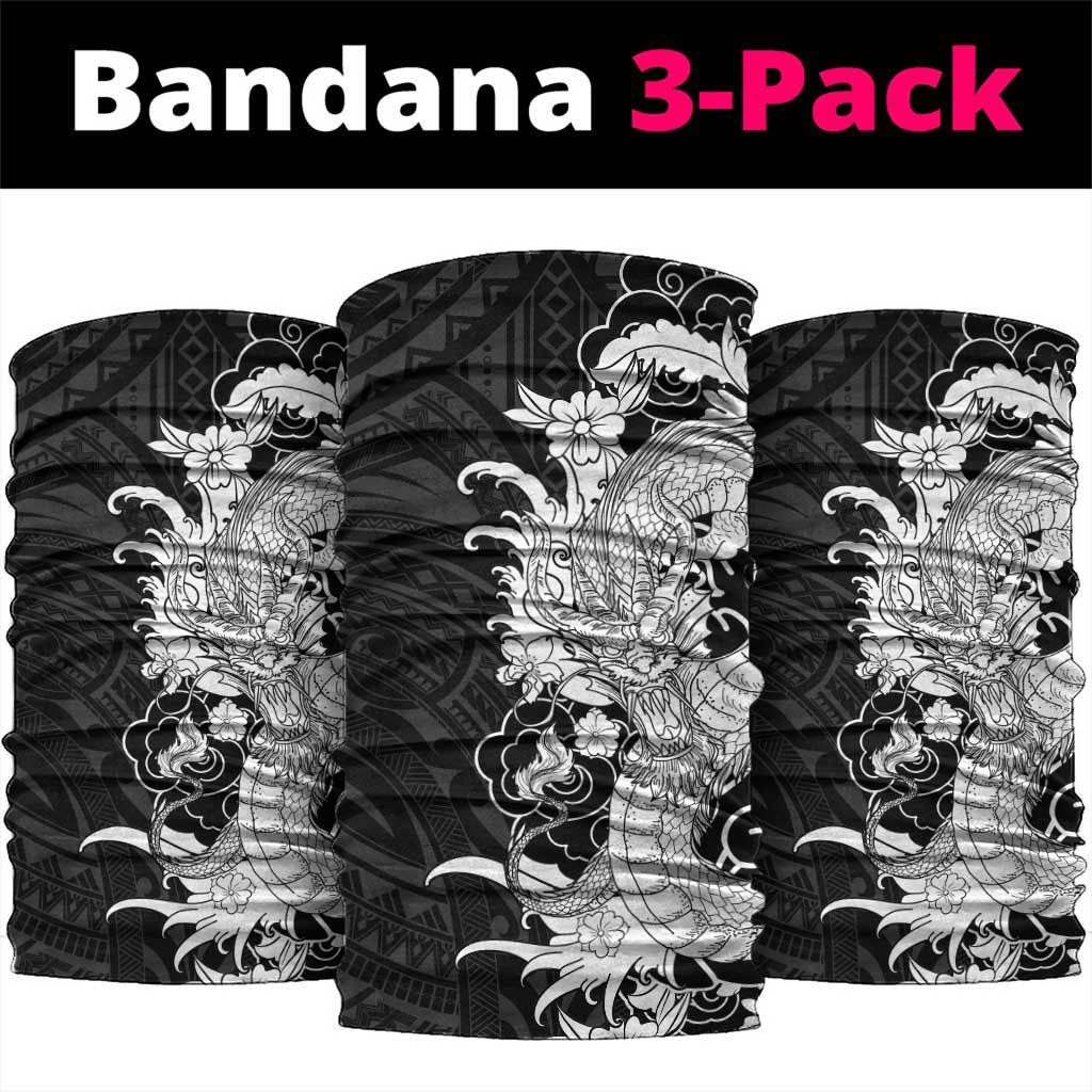 Hawaiian And Japanese Culture Neck Gaiter Irezumi Dragon With Polynesian Pattern Black LT05 package One Size: 25*50cm Black - Polynesian Pride