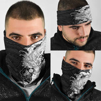 Hawaiian And Japanese Culture Neck Gaiter Irezumi Dragon With Polynesian Pattern Black LT05 - Polynesian Pride
