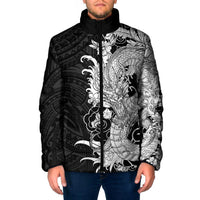 Hawaiian And Japanese Culture Padded Jacket Irezumi Dragon With Polynesian Pattern Black LT05 Men Black - Polynesian Pride