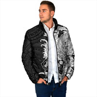 Hawaiian And Japanese Culture Padded Jacket Irezumi Dragon With Polynesian Pattern Black LT05 - Polynesian Pride