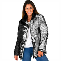 Hawaiian And Japanese Culture Padded Jacket Irezumi Dragon With Polynesian Pattern Black LT05 Women Black - Polynesian Pride