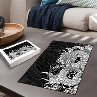 Hawaiian And Japanese Culture Puzzle Irezumi Dragon With Polynesian Pattern Black LT05 - Polynesian Pride