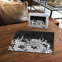 Hawaiian And Japanese Culture Puzzle Irezumi Dragon With Polynesian Pattern Black LT05 - Polynesian Pride