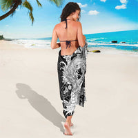 Hawaiian And Japanese Culture Sarong Irezumi Dragon With Polynesian Pattern Black - Polynesian Pride