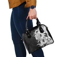 Hawaiian And Japanese Culture Shoulder Handbag Irezumi Dragon With Polynesian Pattern Black LT05 - Polynesian Pride