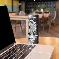 Hawaiian And Japanese Culture Skinny Tumbler Irezumi Dragon With Polynesian Pattern Black - Polynesian Pride