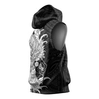 Hawaiian And Japanese Culture Sleeveless Hoodie Irezumi Dragon With Polynesian Pattern Black LT05 - Polynesian Pride