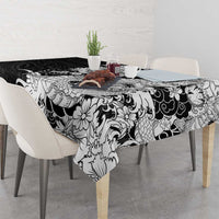Hawaiian And Japanese Culture Tablecloth Irezumi Dragon With Polynesian Pattern Black LT05 - Polynesian Pride