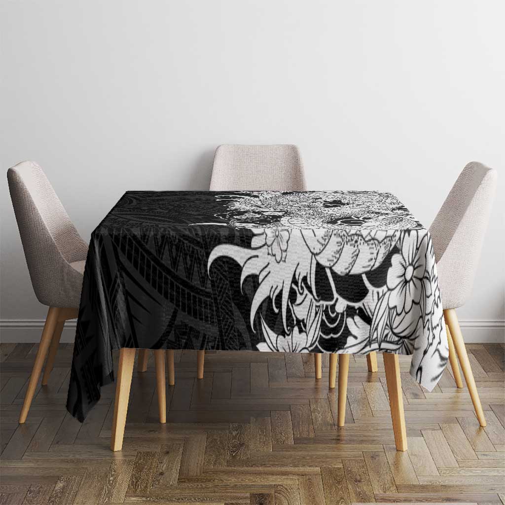 Hawaiian And Japanese Culture Tablecloth Irezumi Dragon With Polynesian Pattern Black LT05 - Polynesian Pride