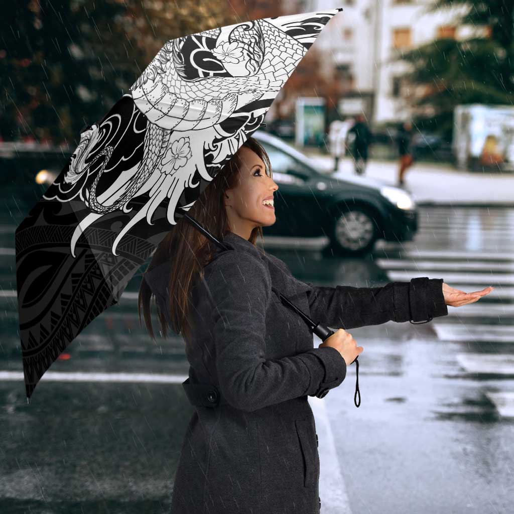 Hawaiian And Japanese Culture Umbrella Irezumi Dragon With Polynesian Pattern Black LT05 - Polynesian Pride