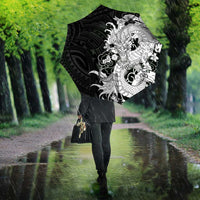 Hawaiian And Japanese Culture Umbrella Irezumi Dragon With Polynesian Pattern Black LT05 - Polynesian Pride