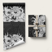Hawaiian And Japanese Culture Wrapping Paper Irezumi Dragon With Polynesian Pattern Black LT05 58" × 23" Black - Polynesian Pride