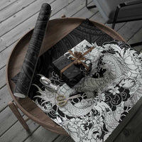 Hawaiian And Japanese Culture Wrapping Paper Irezumi Dragon With Polynesian Pattern Black LT05 - Polynesian Pride