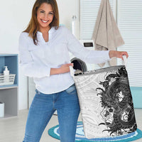 Hawaiian And Japanese Culture Laundry Basket Irezumi Dragon With Polynesian Pattern White LT05 - Polynesian Pride