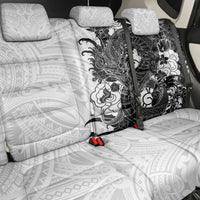 Hawaiian And Japanese Culture Back Car Seat Cover Irezumi Dragon With Polynesian Pattern White LT05 - Polynesian Pride