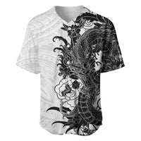 Hawaiian And Japanese Culture Baseball Jersey Irezumi Dragon With Polynesian Pattern White LT05 White - Polynesian Pride