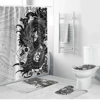 Hawaiian And Japanese Culture Bathroom Set Irezumi Dragon With Polynesian Pattern White - Polynesian Pride