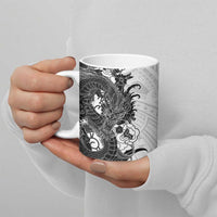 Hawaiian And Japanese Culture Ceramic Mug Irezumi Dragon With Polynesian Pattern White LT05 - Polynesian Pride