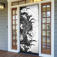 Hawaiian And Japanese Culture Door Cover Irezumi Dragon With Polynesian Pattern White LT05 - Polynesian Pride