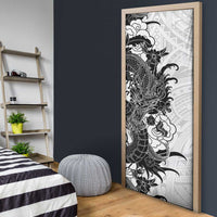 Hawaiian And Japanese Culture Door Cover Irezumi Dragon With Polynesian Pattern White LT05 - Polynesian Pride