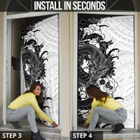 Hawaiian And Japanese Culture Door Cover Irezumi Dragon With Polynesian Pattern White LT05 - Polynesian Pride