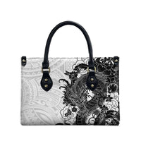 Hawaiian And Japanese Culture Leather Bag Irezumi Dragon With Polynesian Pattern White - Polynesian Pride