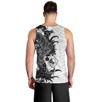 Hawaiian And Japanese Culture Men Tank Top Irezumi Dragon With Polynesian Pattern White LT05 - Polynesian Pride